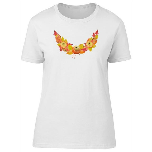 Apples And Autumn Leaves Wreath T-Shirt Women -Image by Shutterstock, Female Small