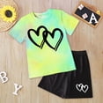 thumbnail image 2 of mgoYE Little Girl Outfits Size 7/8 Girls Clothes Summer Short Sleeves & Heart Shorts Kids 2PCS Outfits Teen Girls' Clothing Sets(Mint Green,2-3 Years), 2 of 4