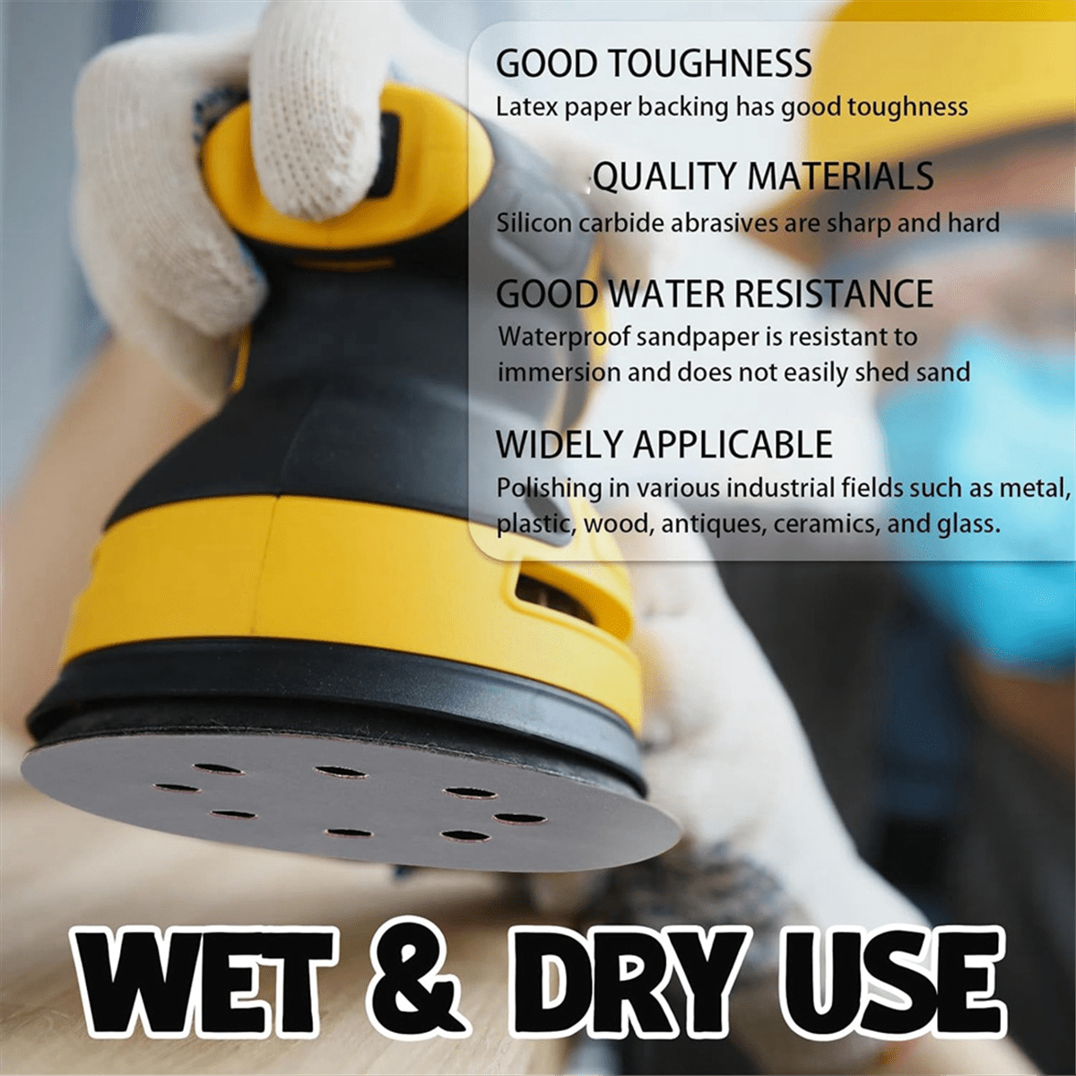 200 Pcs Sandpaper 5 Inch 8 Holes Hook and Loop Wet Dry Sanding Discs Assorted Grits, Orbital Sander Pads for Polishing