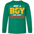 thumbnail image 3 of Inktastic Just a Boy Who Loves Wrestling Long Sleeve Youth T-Shirt, 3 of 5