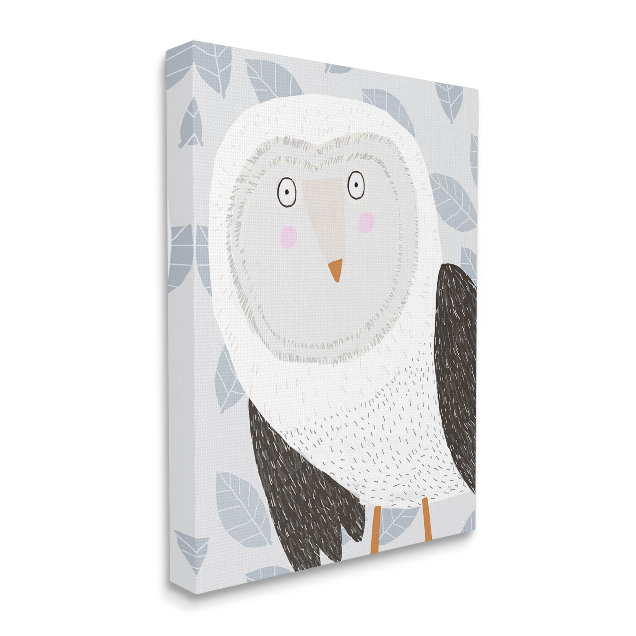 Stupell Industries Leaf Patterned Owl Bird Graphic Art Gallery Wrapped Canvas Print Wall Art, Design by Carla Daly
