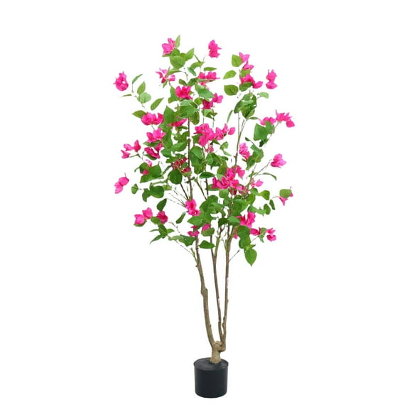EDTara Arbre de Bougainvillea Artificiel de 4,9 Pieds avec Fleurs et Feuilles en Pot, Arbre en Fausse Fleurie, Arbre de Bougainvillea Réaliste pour Décoration Intérieure Extérieure Maison Bureau