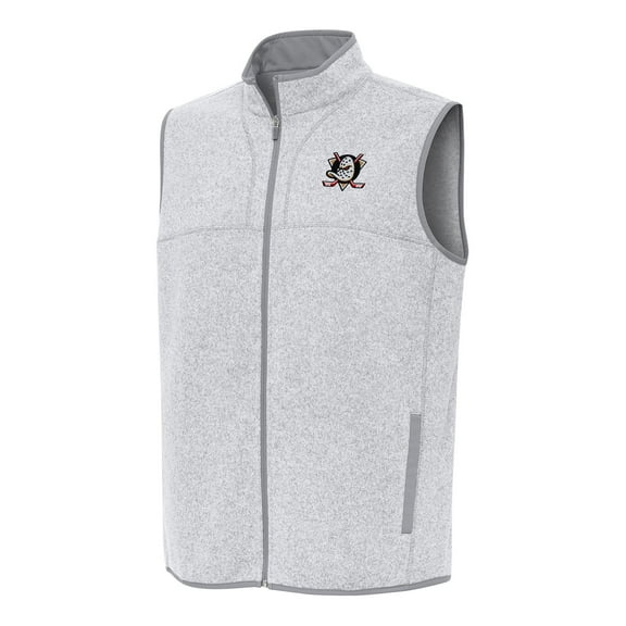 Men's Antigua Heather Gray Anaheim Ducks Fortune Full-Zip Vest