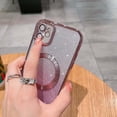 thumbnail image 4 of Compatible with iPhone 12 Magnetic Gardient Glitter Case, Plating Bling Cute Case with MagSafe for Women Girls Full Camera Protector Back Cover for iPhone 12 6.1'' Pink, 4 of 11