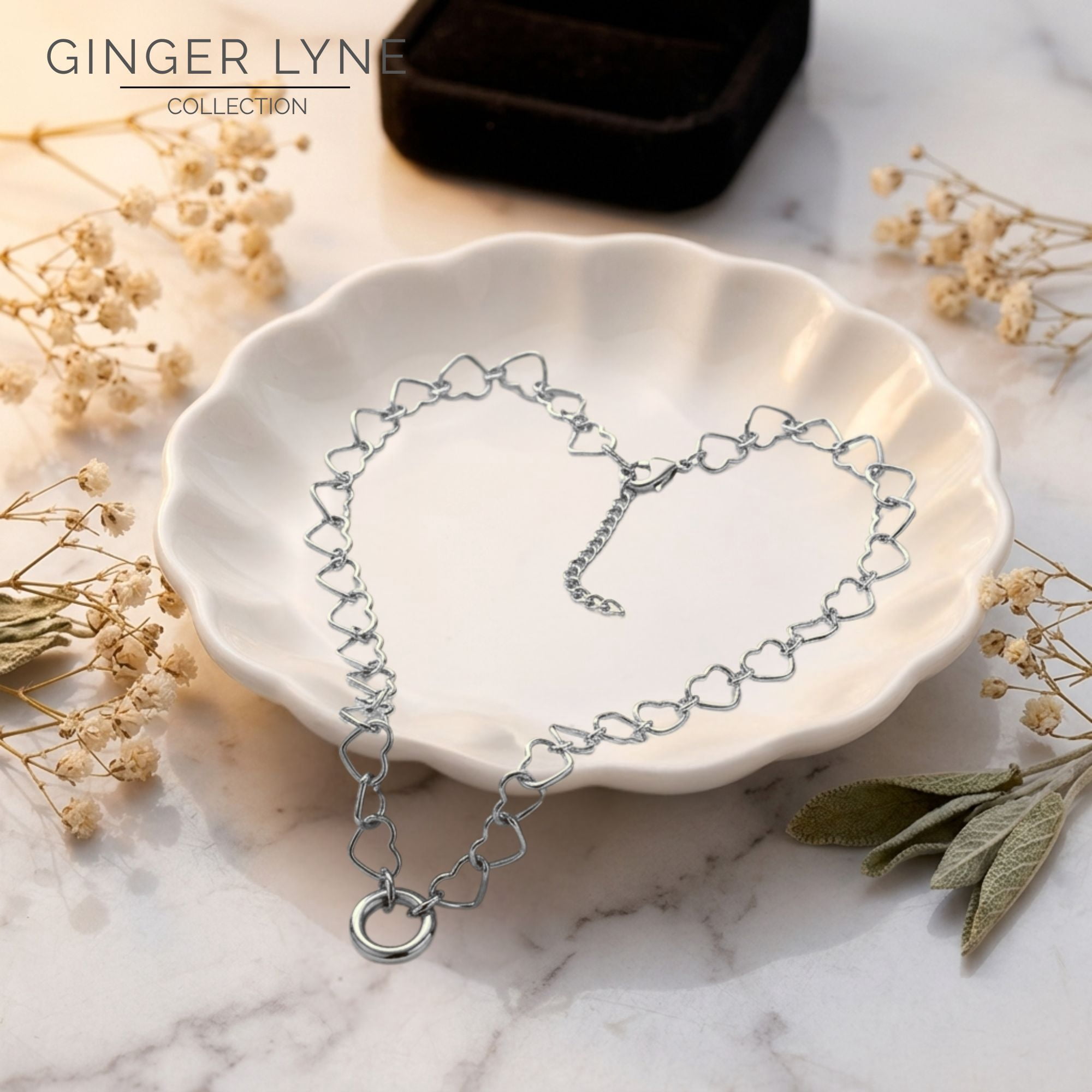 Carabiner Charm Necklace for Women Heart Chain Round Carabiner Holder Stainless Steel by Ginger Lyne
