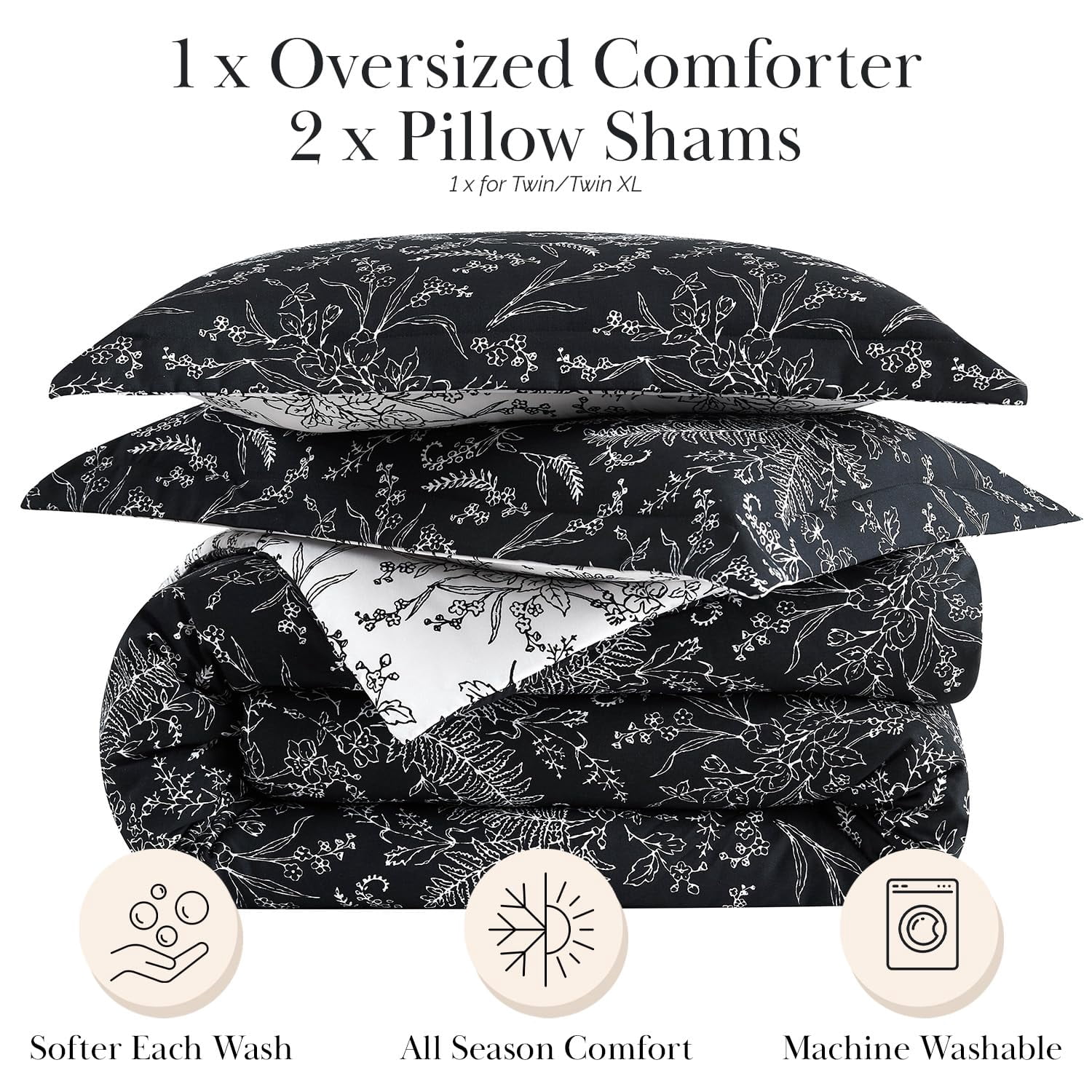 Elegant and Chic Winter Brush Reversible Soft Down Alt 3-Piece Comforter Set by Southshore Fine Linens