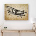 thumbnail image 2 of PixonSign Canvas Print Wall Art Vintage Biplane Soars on Brown Background Transportation Airplanes Illustrations Realism Contemporary Aerial Fun Sepia for Living Room, Bedroom, Office - 16"x24", 2 of 5