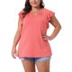 thumbnail image 1 of Blusa casual de mujer de talla grande Agnes Orinda, sin mangas, con escote en V y volantes, tamaño 3X, color naranja, 1 of 6