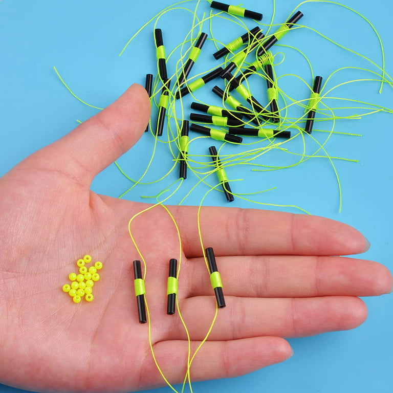 Bobber Stops for Fishing Floats,100Pack Slip Bobber Stops String Knots with  Plastic Beads