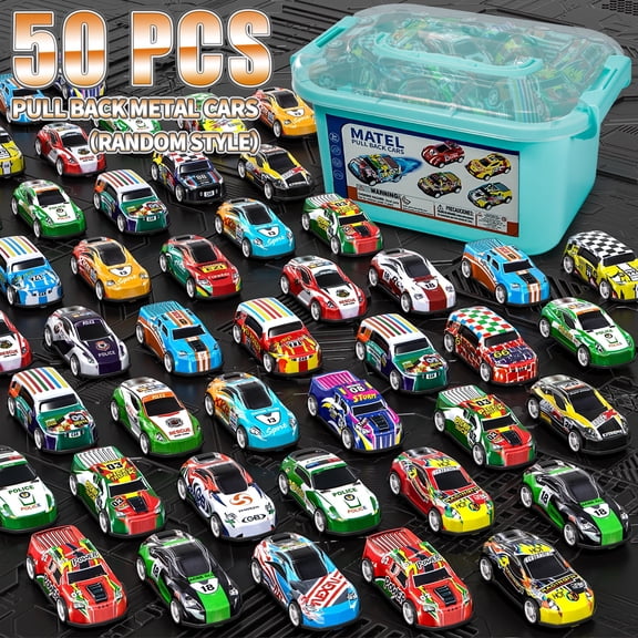 50-Piece Diecast Toy Cars Set With Storage Case And Foldable Play Mat, Return Force Function, Durable Metal Vehicles, Colorful Assortment, Educational And Fun Gift For Kids Ages 3 And Up
