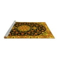thumbnail image 2 of Ahgly Company Machine Washable Indoor Round Medallion Yellow Traditional Area Rugs, 4' Round, 2 of 4