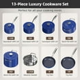 thumbnail image 4 of Nuwave 13pc Lux Pots and Pans Set, Healthy G10 Duralon Ceramic Coating Forged Lightweight Ultra Nonstick Cookware Set, Stay-Cool Handles, Works on All Cooktops & Oven, Blueberry, 4 of 7