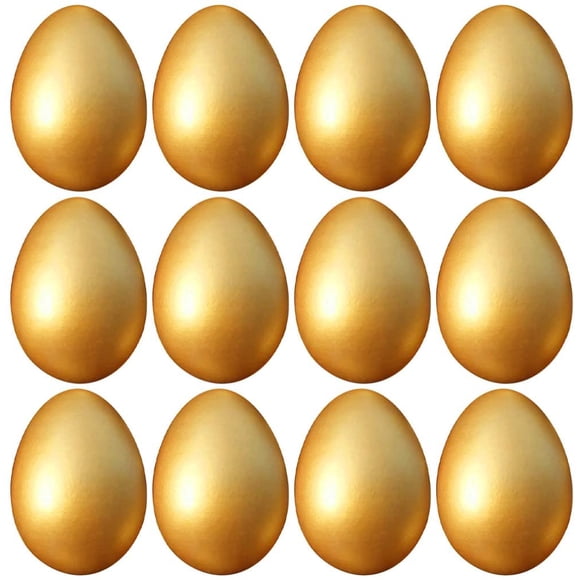 IGUOHAO 12pcs DIY IGUOHAO Egg NaturalWooden IGUOHAO Eggs Wood Eggs Decorative Faux Fake Eggs IGUOHAO IGUOHAO Home Decorations Supplies Golden - -