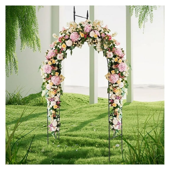 Gothic Rose Arch, 8'4" Tall Garden Archway - Black Steel Plant Support for Climbing Vines & Flowers