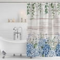 thumbnail image 4 of Eucalyptus Flowers Waterproof Fabric Shower Curtain,Blue Floral Green Vintage Wood Grain Waterproof Fabric Shower Curtain for Bathroom Curtains Bathtubs Shower Curtains with 12 Hooks Extra Long 72x84, 4 of 8
