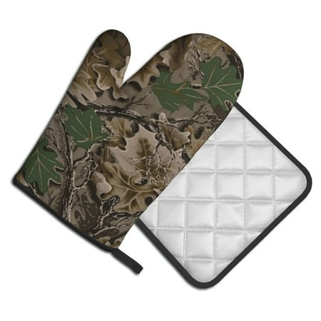 

Oven Mitts And Pot Holders 2 Pcs Set High Heat Resistant Degree Extra Thicken Long Kitchen Oven Glove For Kitchen Baking Grilling Non-Slip Cooking Mitts Woods Camouflage