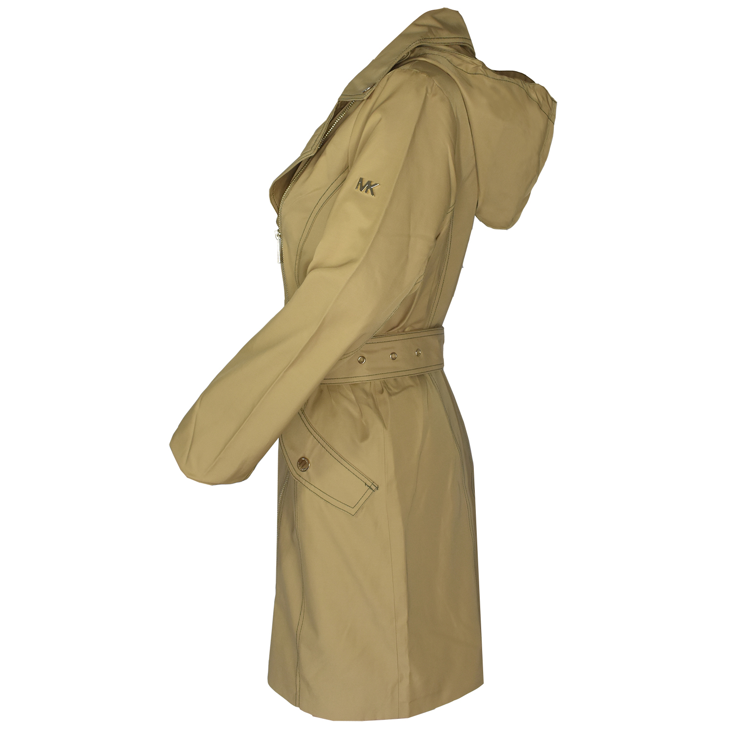 Michael Michael Kors Women's Khaki Asymmetrical Closure Belted Trench Coat (S) - image 2 of 2