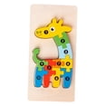 thumbnail image 2 of HILABEE Casse-Tête en Bois Animal Casse-Tête en Bois Jouet Animal Apprentissage Jouets Éducatifs Girafe Colorée, 2 of 9