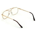 thumbnail image 3 of Metal Aviator Glasses - Big Lens Spring Hinge Square - Gold Gunmetal Old Men Grandpa Nerd Clear Lens, 3 of 5