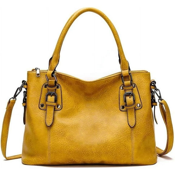 MMYGU Tote Bag for Women Top Handle Handbag Large Capacity Shoulder Bag PU Leather Crossbody Bag Retro Satchel Purse