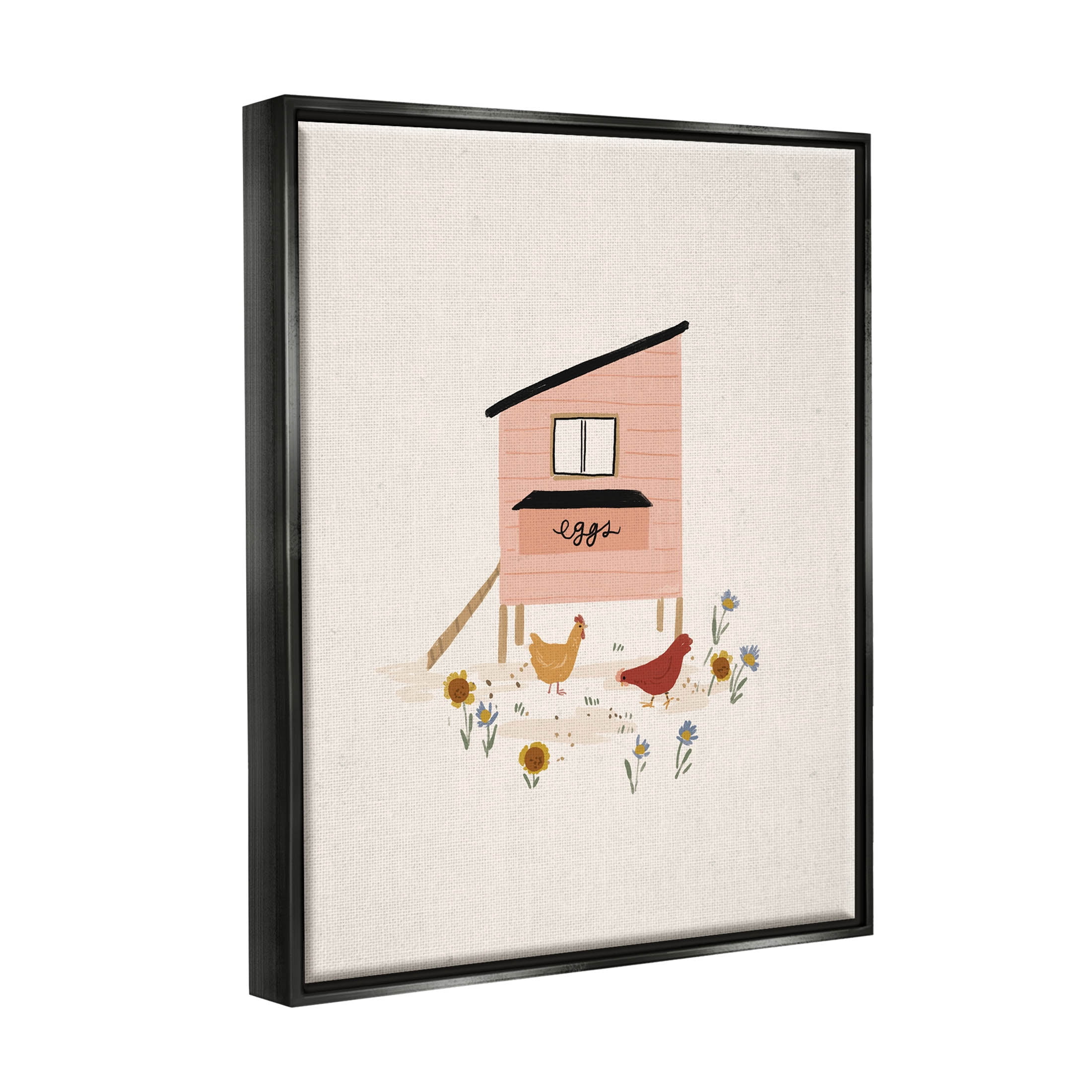 Pastel Hen House Eggs Chickens Animals & Insects Graphic Art Jet Black Framed Art Print Wall Art