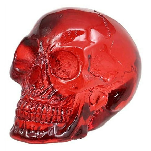 Ebros Red Translucent Witching Hour Gazing Skull Miniature Figurine 2.5" Long