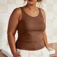 thumbnail image 2 of OGLCCG Women Plus Size Tank Top with Built in Bra Crewneck Sleeveless Camisole Tops with Shelf Bra Solid Color Slim Fit Stretch Undershirts, 2 of 8
