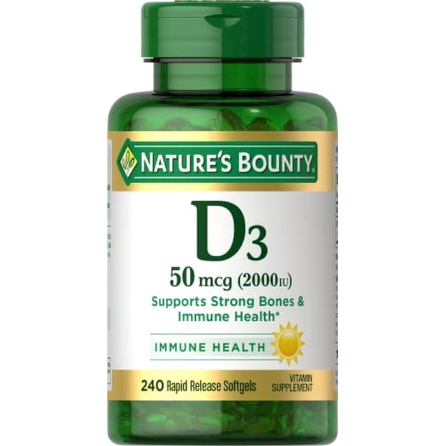 Suplemento de vitamina D de Nature's Bounty, 2000 UI, 240 cápsulas blandas