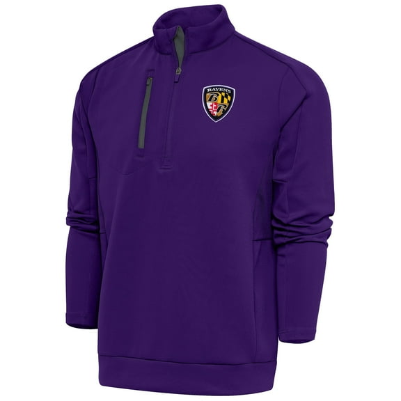Men's Antigua Purple Baltimore Ravens Team Logo Throwback Generation Quarter-Zip Pullover Top