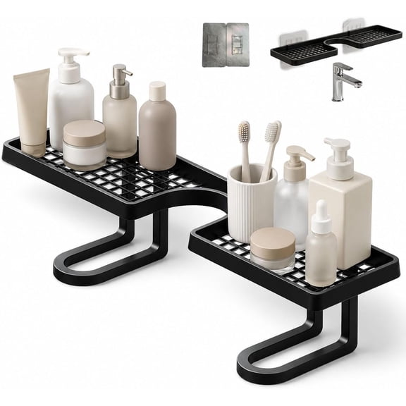 XAOUS Over the Sink Organizer Shelf Freestanding No-Drill U-Shape Rack for Kitchen Bathroom Countertop Storage