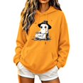 thumbnail image 2 of Naotn Women Drawstring Hooded Pullover Tops Long Sleeve Front Pocket Hoodies Pumpkin Coffee Graphic Loose Fall Casual Shirts, 2 of 6