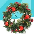 thumbnail image 4 of Stri 30cm Lighted Christmas Wreath, Cherry Blossom Door Wall Ornament for Christmas Party Decoration, Home Door Without LED Light - Large Size, 4 of 6