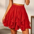 thumbnail image 2 of Women's Tennis Skirts Summer Lazy Casual Pleated High Waisted Lace Edged Half Length Skirt Red XL, 2 of 4