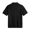 thumbnail image 4 of Ceisia Men Solid Knit Polo Shirt Short Sleeve Lapel Collar Chest Pocket Slim Fit Breathable Daily Casual Going Out Tops Black XXL Gift, 4 of 9