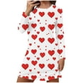 thumbnail image 2 of Censtreet Nightgowns for Women Long Sleeve Night Gown Soft Sleep Shirts Women's Sleepwear Heart Print Sleep Dress, 2 of 5