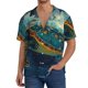 thumbnail image 1 of Balery Surfing Turtle Camisa Casual de Manga Corta con Botones para Hombre, Texturizada, Estilo Cubano, para Playa, Verano-Large, 1 of 5