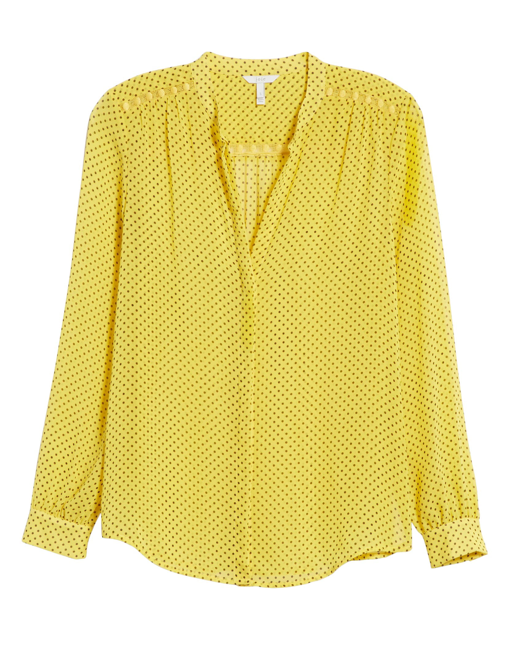 Joie Women's Yellow Polka Dot Mintee Blouse Silk Top (M)