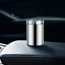Stainless Steel Car Cigarette Ashtrays Fireproof Automatically Extinguished Unbreakable Ashtray for Car Home Office Outdoor Use Large Size Silver
