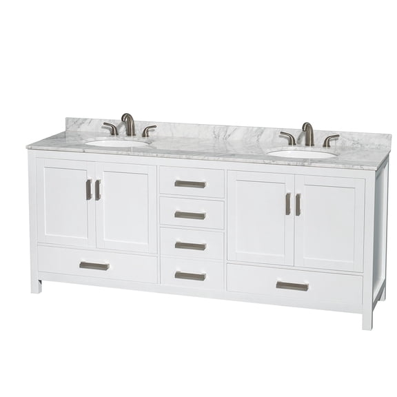 Wyndham Collection WCS141480DWH Sheffield 80-in. Double Bathroom Vanity - White
