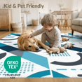 thumbnail image 1 of ODIKA 6'x9' Teal Gray Modern Geometric Abstract Washable Area Rug Bold Diagonal Shapes With Dotted Accents Non-Slip, Easy Care, for Family Room, Living Mater Bedroom, 1 of 4