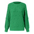 thumbnail image 3 of Gibobby Sueter Navideños Mujer de punto con cuello redondo para mujer, de punto con lunares, manga larga, liso, elegante, Top de punto(Verde,CH), 3 of 5