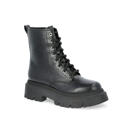 No Boundaries Women's Lug Sole Combat Boots, Wide Width Available