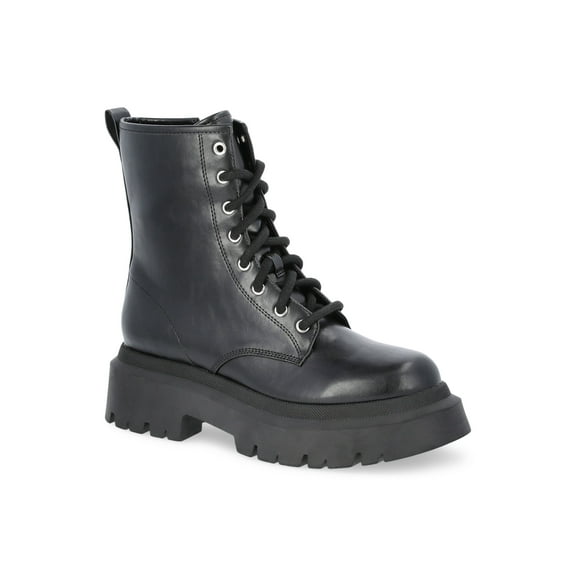 No Boundaries Women's Lug Sole Combat Boots, Wide Width Available