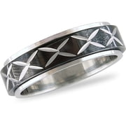 Stainless Steel Spinning Men's Ring with Black Plating, Size 5