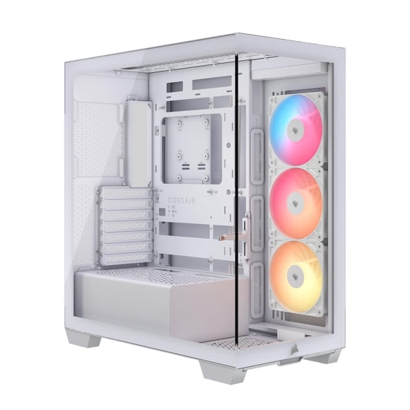 CORSAIR 3500X RS Reverse Fan ARGB Mid-Tower PC Case â 3X Pre-Installed Fans, Panoramic Glass, Spacious Interior, GPU Anti-Sag, Reverse Connection Motherboard Compatible â White