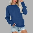 thumbnail image 3 of Dwellite Oversized Sweatshirt for Women Crewneck Fleece Pullover Soft Trendy Sweatshirts Plus Size Cute Hoodies with Pocket Royal Blue M, 3 of 5