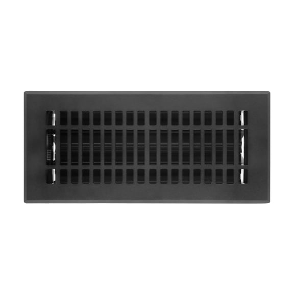 Naiture Stainless Steel Floor Register, Heavy Duty Rust-Resistant Floor Vent Cover, Metal Damper or Lever, Contemporary Style Grille Floor Vent, Duct Size 4" X 10", Black Finish