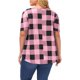 thumbnail image 3 of Camiseta de manga corta con estampado de cuello redondo para mujer, camiseta holgada informal a la moda con dibujo de cuadros para mujer, camiseta con cuello redondo rosa 2XL, 3 of 5
