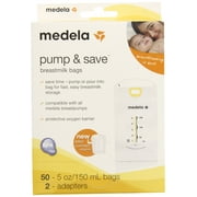 Medela Pump and Save Breast Milk Bags, 50 Count