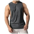 thumbnail image 3 of Afdoent Mens Casual Tank Tops Men's Sleeveless Solid Color Vest Tops Popularity Side Wide Fork Fitness Sports Garment Mens Loose Vest Classic, 3 of 3